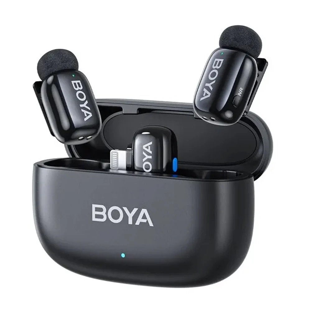 BOYA Mini-15 Tiny Wireless Microphone System 2-Person With Lightning Connector For iOS Devices (2.4 GHz, Black)
