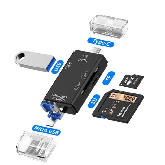 Generic 6-in-1 USB-C & OTG Micro SD Card Reader Adapter