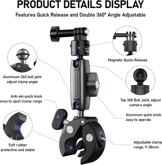 TELESIN Quick Release Universal Clamp Mount S3-HBM-01