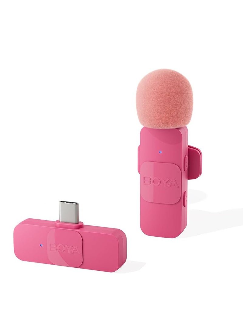 BOYA BY-V10 (SOLO) Ultracompact Wireless Microphone System with USB-C Connector for Mobile Devices (2.4 GHz – Pink)