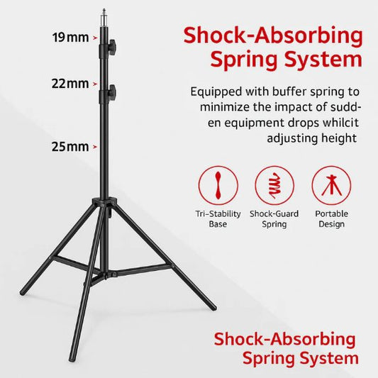 FX Studio LS200 Light Stand – Adjustable 67–200cm, 3-Section Heavy-Duty Steel Stand