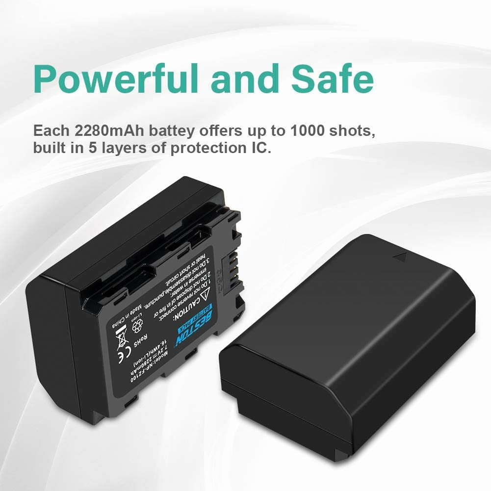 BESTON NP-FZ100 Battery Pack Compatible with Firmware 2.0 Sony A7III, A7RIII, A9, Alpha A7 III, A7R3 Digital Cameras