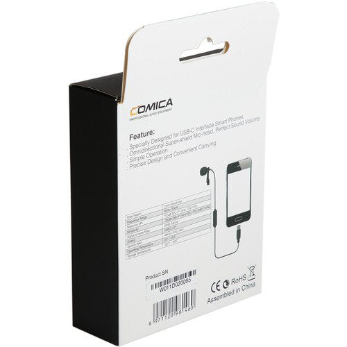 Comica Audio CVM-V01SP(UC) Omnidirectional USB Type-C Lavalier Microphone for Android Devices (14.7′ Cable)