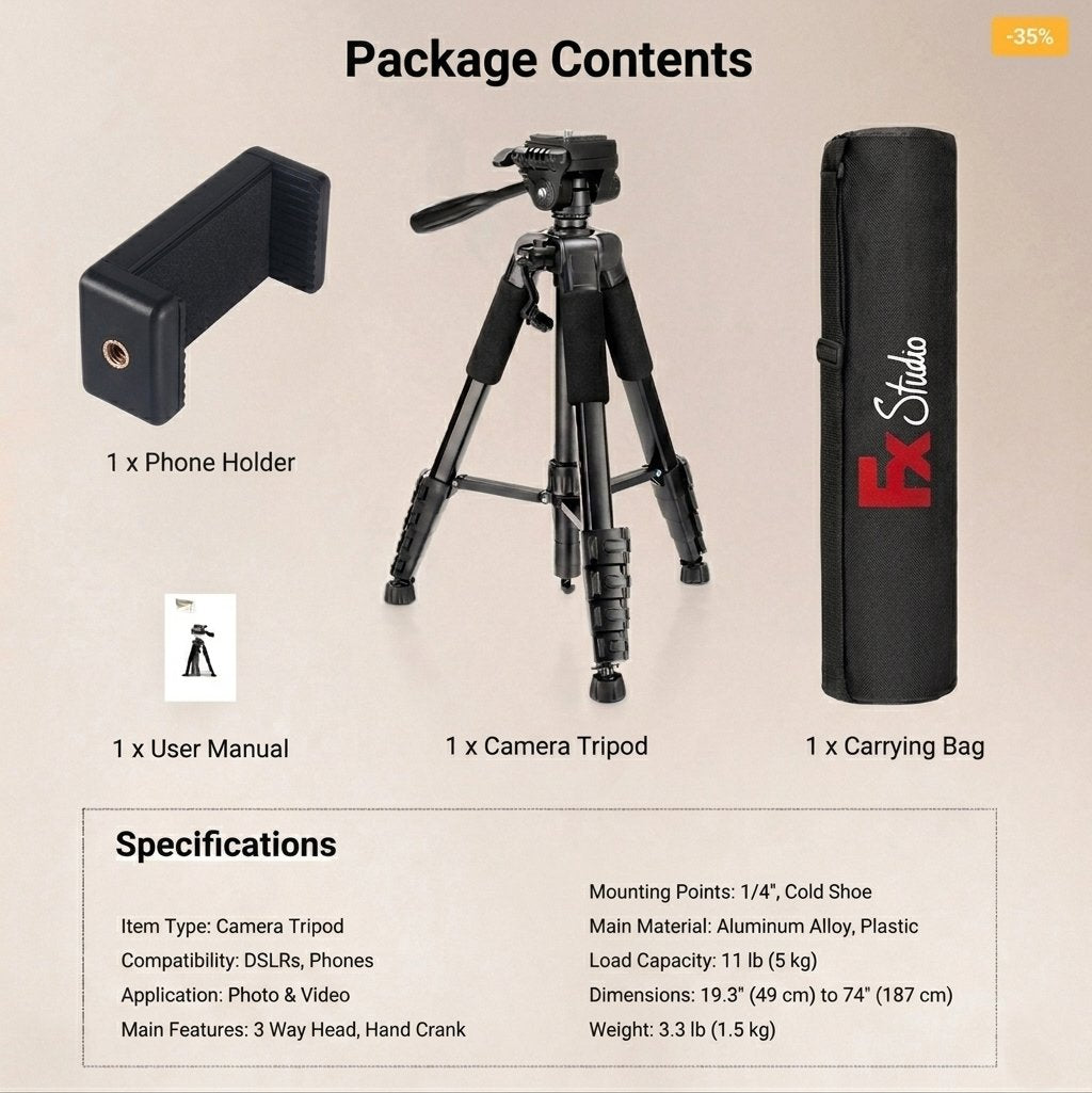 FX Studio T180 Camera Tripod