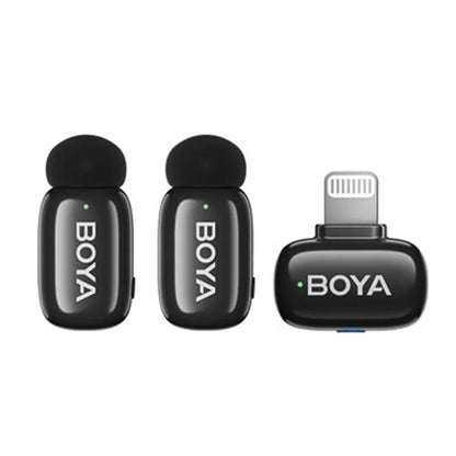 BOYA Mini-15 Tiny Wireless Microphone System 2-Person With Lightning Connector For iOS Devices (2.4 GHz, Black)