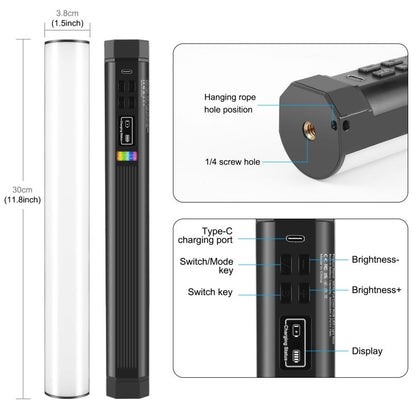 PULUZ 30cm Photo Handheld Full Color RGB Stick Light Magnetic LED Fill Light