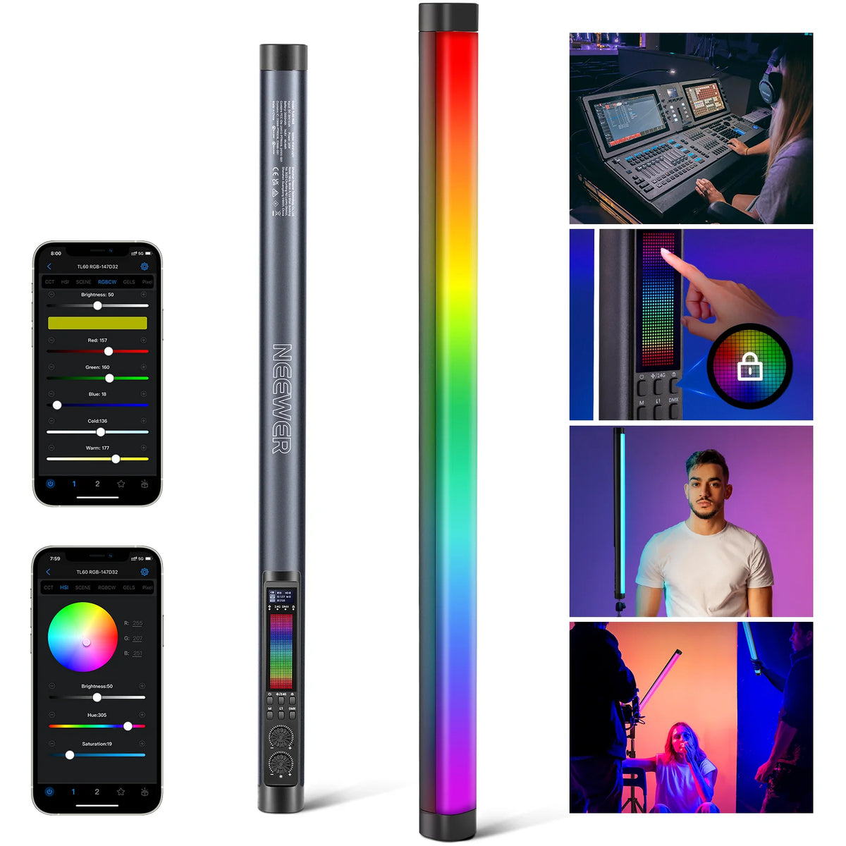 NEEWER TL60C RGB LED Tube Light 20W