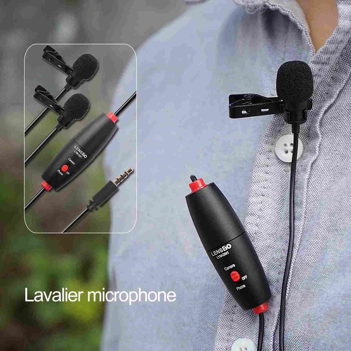 LENSGO DM1 Lavalier Microphone and Dual Microphone