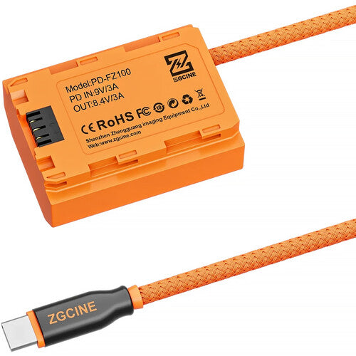 ZGCINE USB-C PD to Sony NP-FZ100 Dummy Battery with Braided Wire 23.6″ (PD-FZ100)