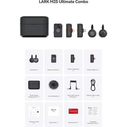 Hollyland Lark M2S Ultimate Combo 2‑Person Wireless Microphone System (Space Gray)