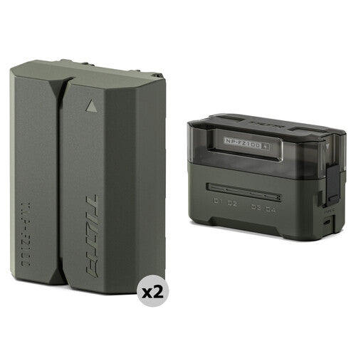 Tilta NP-FZ100 Kit with 2 Batteries and 4-Bay USB Charger (Green) TBC-FZ100-A-GN