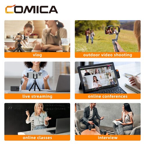 Comica Audio Vimo S UC 2-Person Wireless Microphone System with USB-C Connector for Mobile Devices (White, 2.4 GHz)