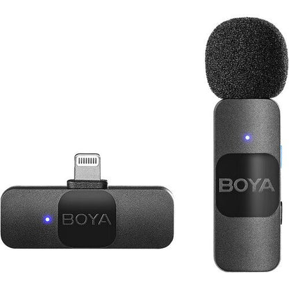 BOYA BY-V1 (SOLO) Ultracompact Wireless Microphone System with Lightning Connector for iOS Devices (2.4 GHz – Black)