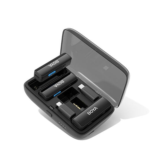 BOYA BOYALINK 1-2-Person All-in-One Wireless Microphone System with Interchangeable Connectors 2.4 GHz (Black)