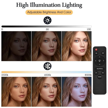 ZSYB P60S Lightweight Professional LED Video Spotlight – Remote Control, 5-Color Dimmable Lighting (2800K–7000K)