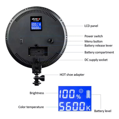 Viltrox VL-500T Round Bi-Color LED Light 10 inch