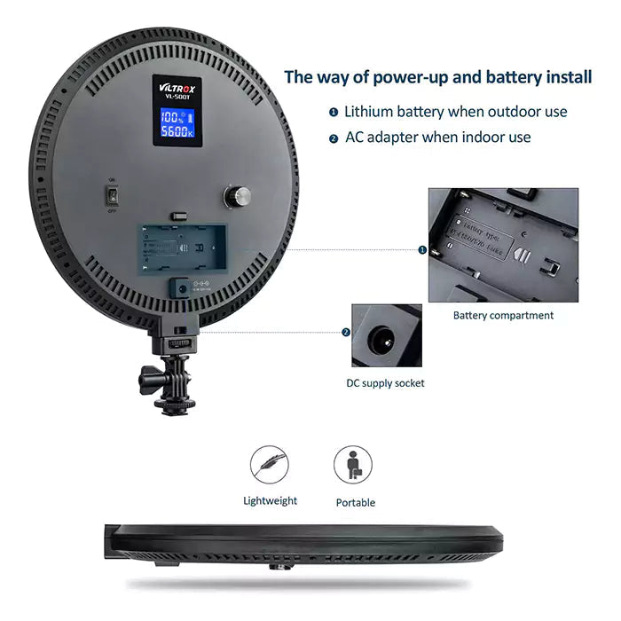 Viltrox VL-500T Round Bi-Color LED Light 10 inch