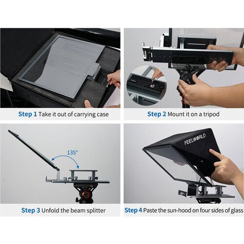 FeelWorld TP16 Folding Teleprompter with Remote Control for Tablets