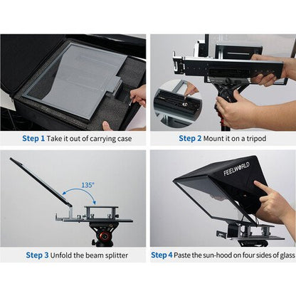 FeelWorld TP16 Folding Teleprompter with Remote Control for Tablets