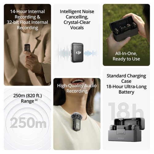 DJI Mic Version 2/2-Person Compact Digital Wireless Microphone System/Recorder for Camera & Smartphone (2.4 GHz)