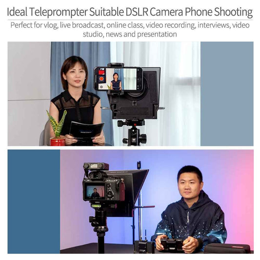 FeelWorld TP2A Portable 8″ Teleprompter supports Tablet Prompting Smartphone DSLR Shooting