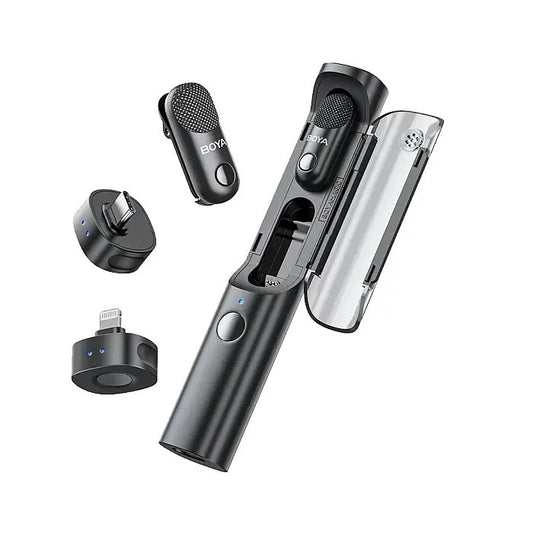 BOYA Magic-04 | AI-Powered 2-Person Wireless Mic System for iPhone & Android (USB-C + Lightning)