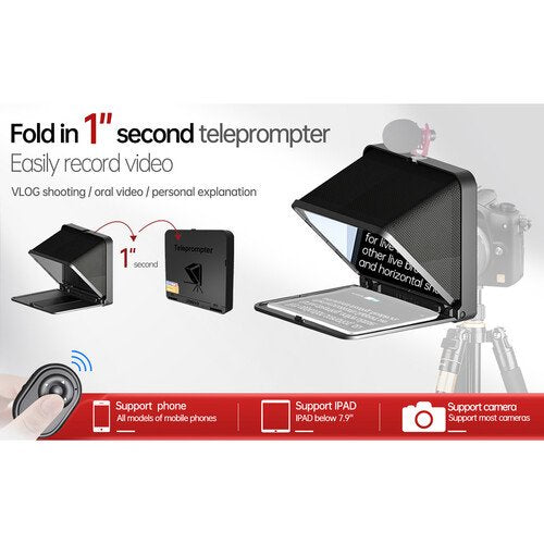 LENSGO TC7 Portable Teleprompter for Smartphones, Tablets & Select DSLR/Mirrorless Cameras