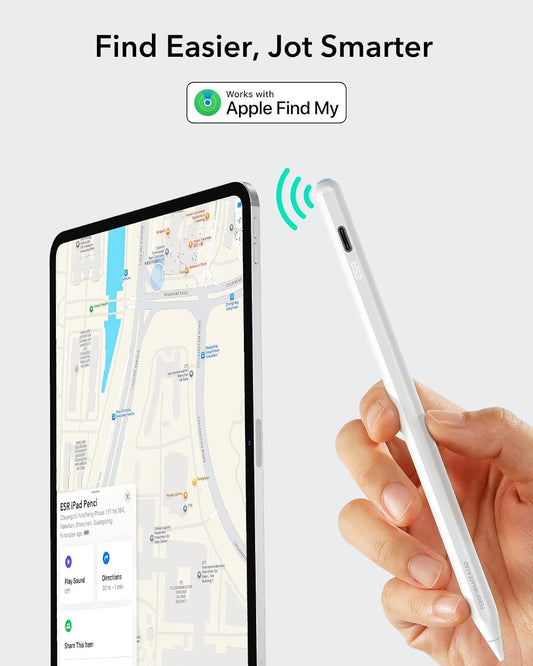 ESR Geo Digital iPad Pencil Findmy Compatible with Apple iPad 2018-2026,with Easy Shortcuts for Apple iPad A16/10/9/8 & Air 13/11 & Pro 12.9/13/11 & Mini 7/6/5,White(No Wireless Charging)