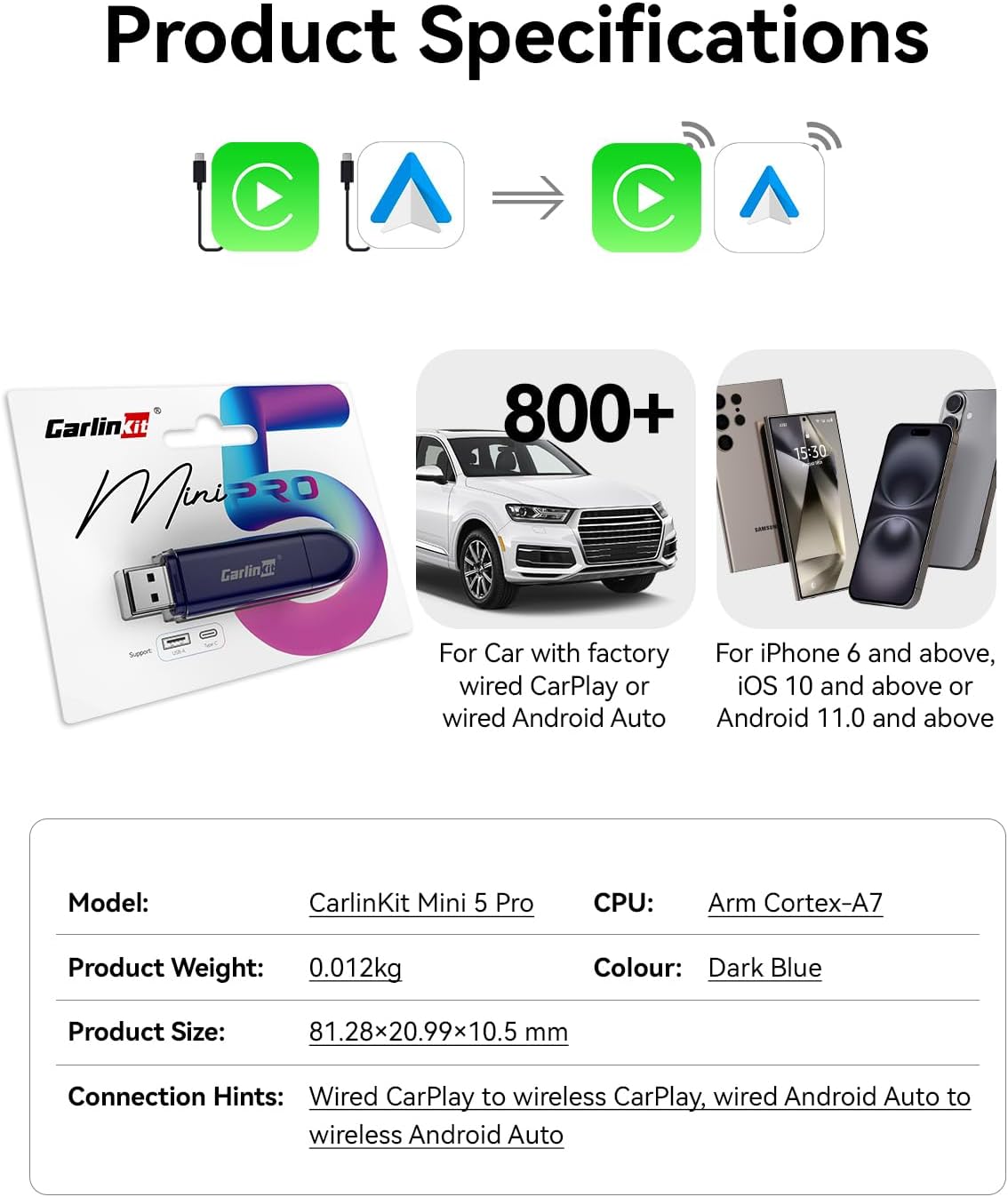 Carlinkit Mini SE Pro Wireless CarPlay Adapter