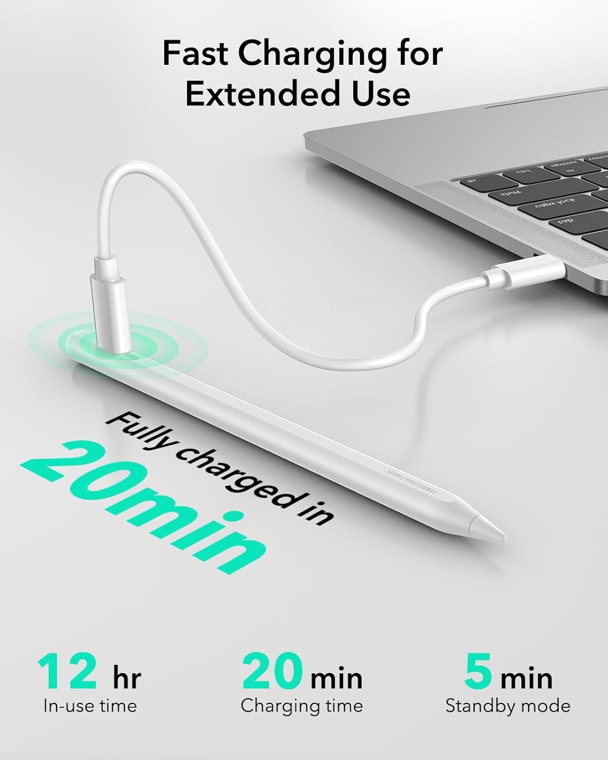 ESR Geo Digital iPad Pencil Findmy Compatible with Apple iPad 2018-2026,with Easy Shortcuts for Apple iPad A16/10/9/8 & Air 13/11 & Pro 12.9/13/11 & Mini 7/6/5,White(No Wireless Charging)