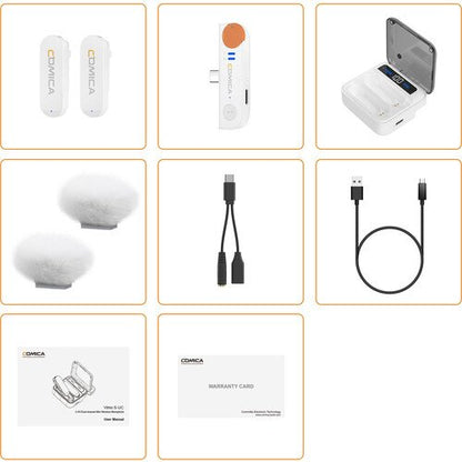 Comica Audio Vimo S UC 2-Person Wireless Microphone System with USB-C Connector for Mobile Devices (White, 2.4 GHz)