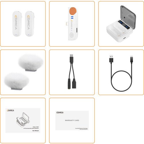 Comica Audio Vimo S MI 2-Person Wireless Microphone System with Lightning Connector for iOS Devices (White, 2.4 GHz)
