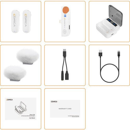 Comica Audio Vimo S MI 2-Person Wireless Microphone System with Lightning Connector for iOS Devices (White, 2.4 GHz)