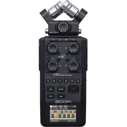 Zoom H6 All Black 6-Input / 6-Track Portable Handy Recorder with Single Mic Capsule (Black)