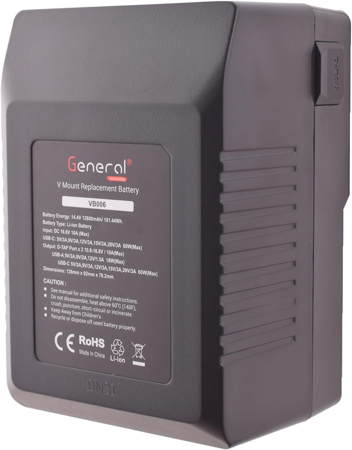 General VB006 V Mount Replacement Battery 14.4V 12600mAh – Black