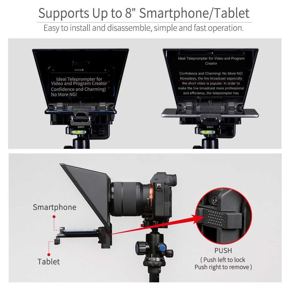 FeelWorld TP2A Portable 8″ Teleprompter supports Tablet Prompting Smartphone DSLR Shooting