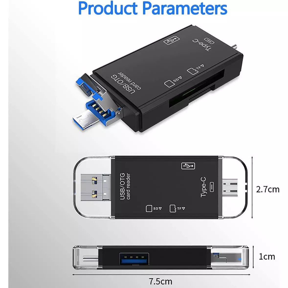 Generic 6-in-1 USB-C & OTG Micro SD Card Reader Adapter
