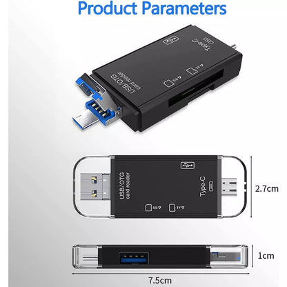 Generic 6-in-1 USB-C & OTG Micro SD Card Reader Adapter
