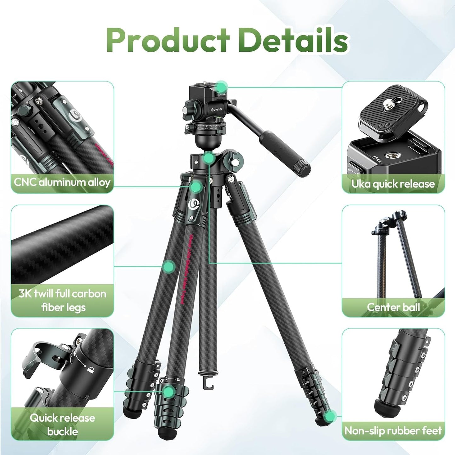 ULANZI JJ06 GlideGo Carbon Fiber Video Tripod