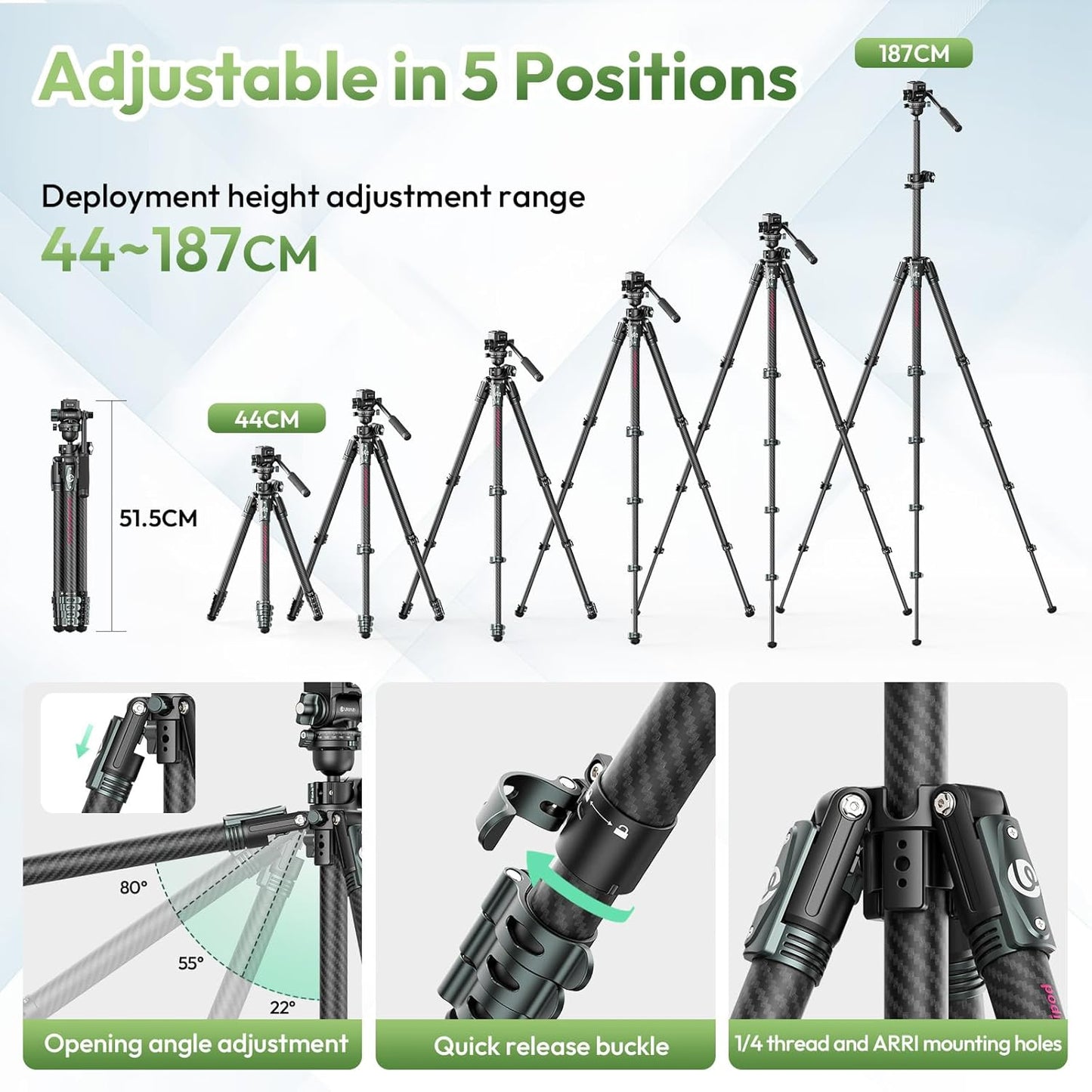 ULANZI JJ06 GlideGo Carbon Fiber Video Tripod