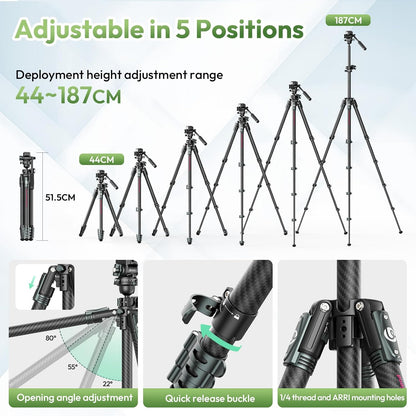 ULANZI JJ06 GlideGo Carbon Fiber Video Tripod