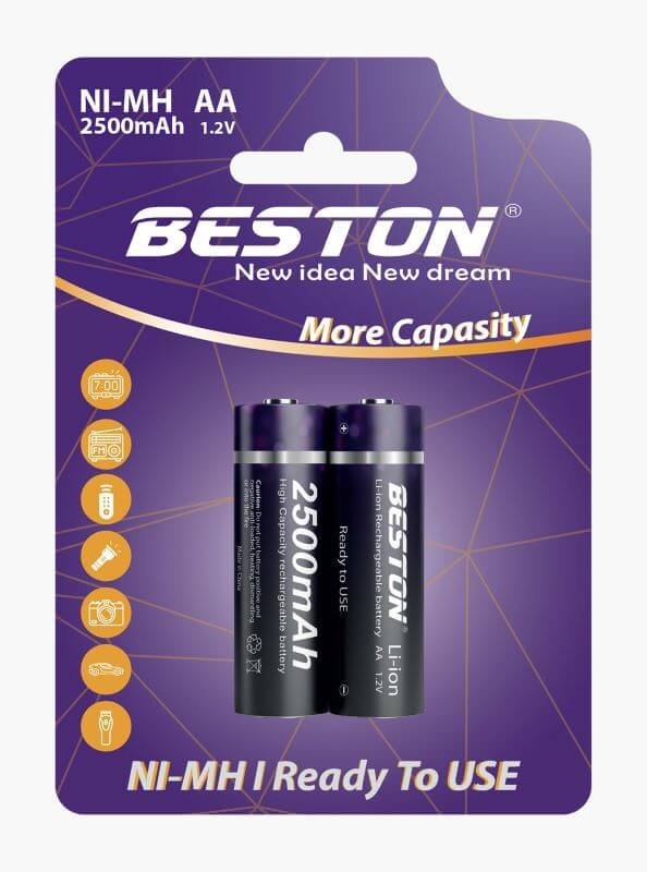 Beston Rechargeable Battery AA 2500mAh (2Pcs)
