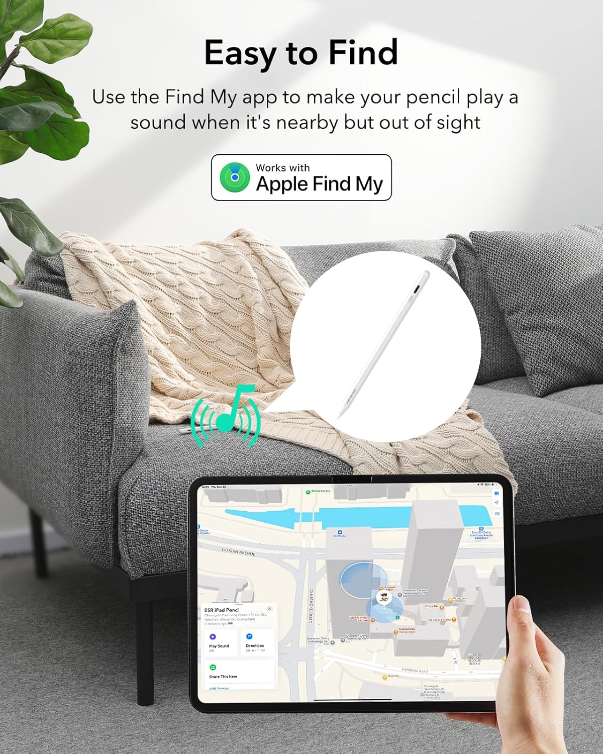 ESR Geo Digital iPad Pencil Findmy Compatible with Apple iPad 2018-2026,with Easy Shortcuts for Apple iPad A16/10/9/8 & Air 13/11 & Pro 12.9/13/11 & Mini 7/6/5,White(No Wireless Charging)