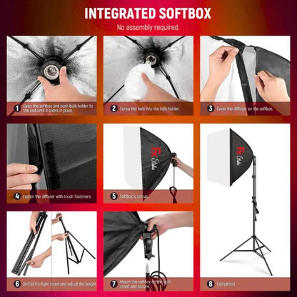 FX Studio 50×70cm RGB Softbox Lighting Kit with Remote – Professional LED Dimmable Light Set