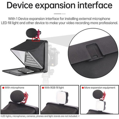 LENSGO TC7 Portable Teleprompter for Smartphones, Tablets & Select DSLR/Mirrorless Cameras