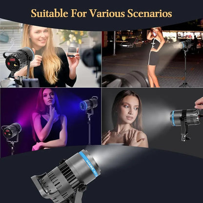 ZSYB P60S Lightweight Professional LED Video Spotlight – Remote Control, 5-Color Dimmable Lighting (2800K–7000K)