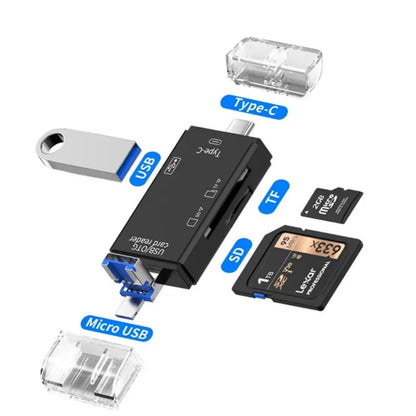 Generic 6-in-1 USB-C & OTG Micro SD Card Reader Adapter