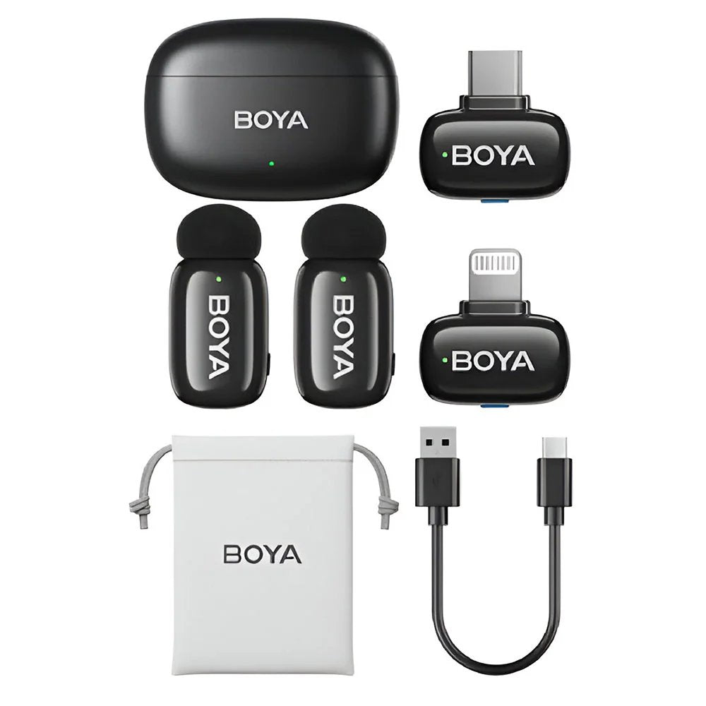 BOYA Mini-12 Tiny Wireless Microphone System Combo Edition (2.4 GHz, Black)