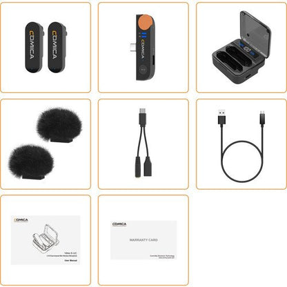 Comica Audio Vimo S UC 2-Person Wireless Microphone System with USB-C Connector for Mobile Devices (Black, 2.4 GHz)