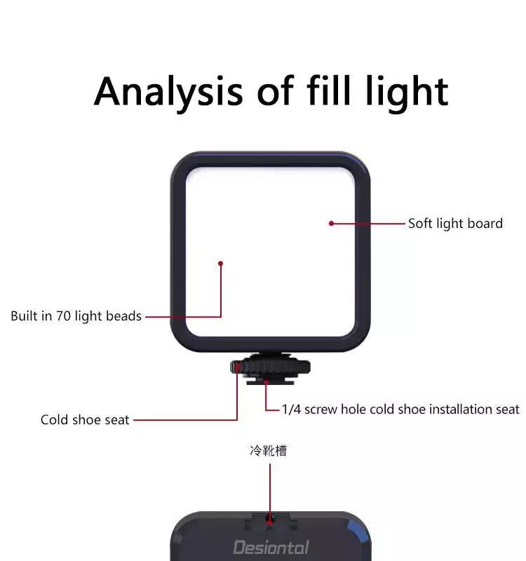 Desiontal W70 RGB Led Video Light Mini On-Camera SLR Light 36000 Full Color Lighting Lamp